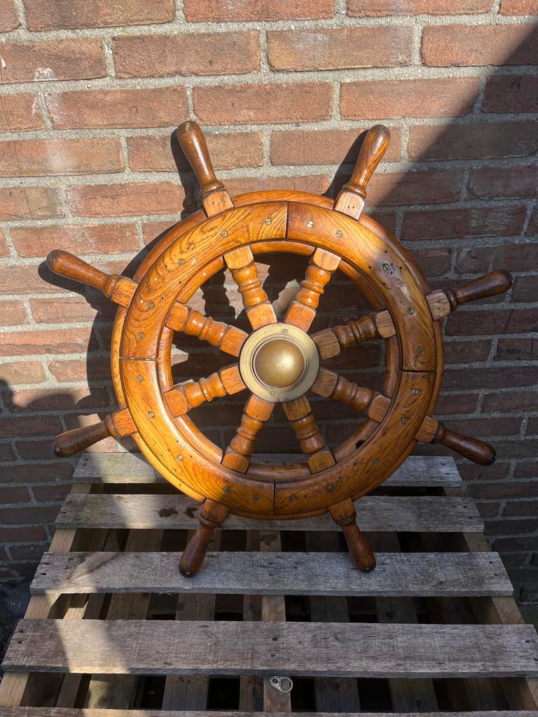 Origineel Houten Stuurwiel Roer Jaren '70 Boot Schip, Watersport en Boten, Ophalen, Boot, Overige typen, Schip