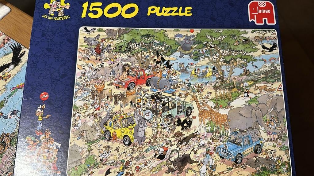 Jan van Haasteren puzzel, 1500, safari, Ophalen of Verzenden, 500 t/m 1500 stukjes, Zo goed als nieuw