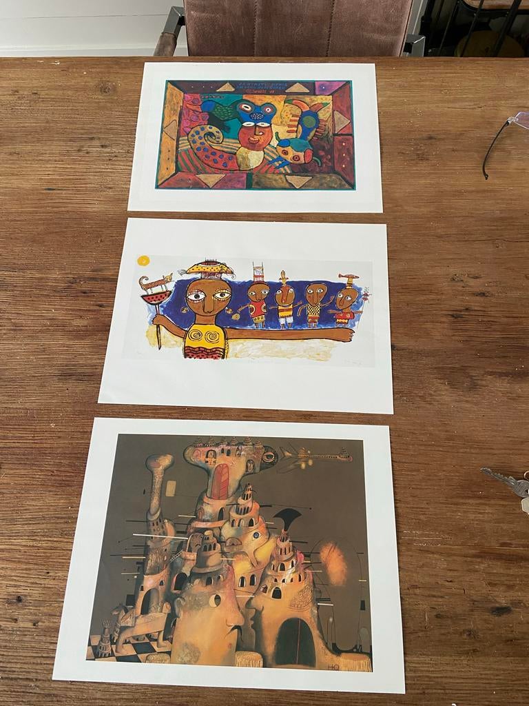 Set van 3 unieke kunstprints - clemens briels etc, Ophalen