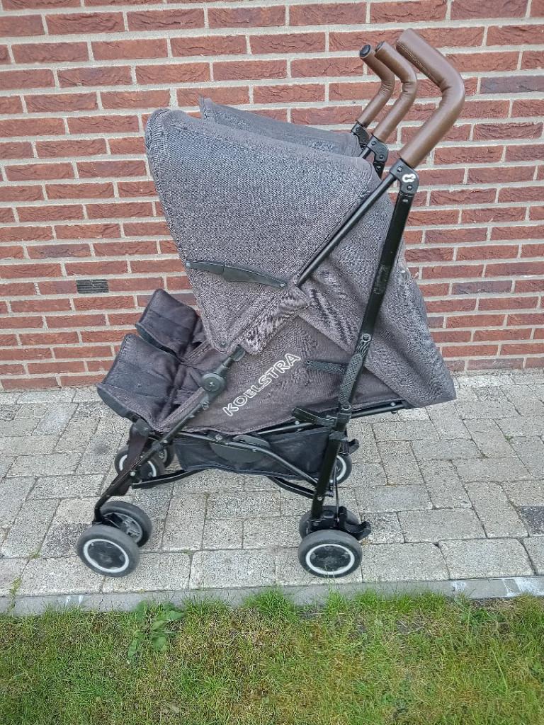Koelstra Simba Tweeling Buggy Denim, Kinderen en Baby's, Buggy's, Ophalen, Gebruikt, Koelstra, Verstelbare rugleuning
