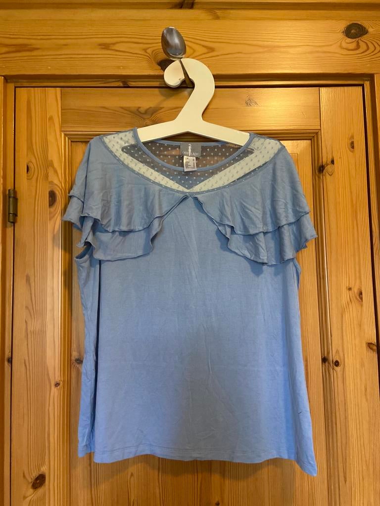 T-shirt top lichtblauw Flair lady 46 oto 64 lengte 69, Blauw, Maat 46/48 (XL) of groter, Ophalen of Verzenden, Zo goed als nieuw