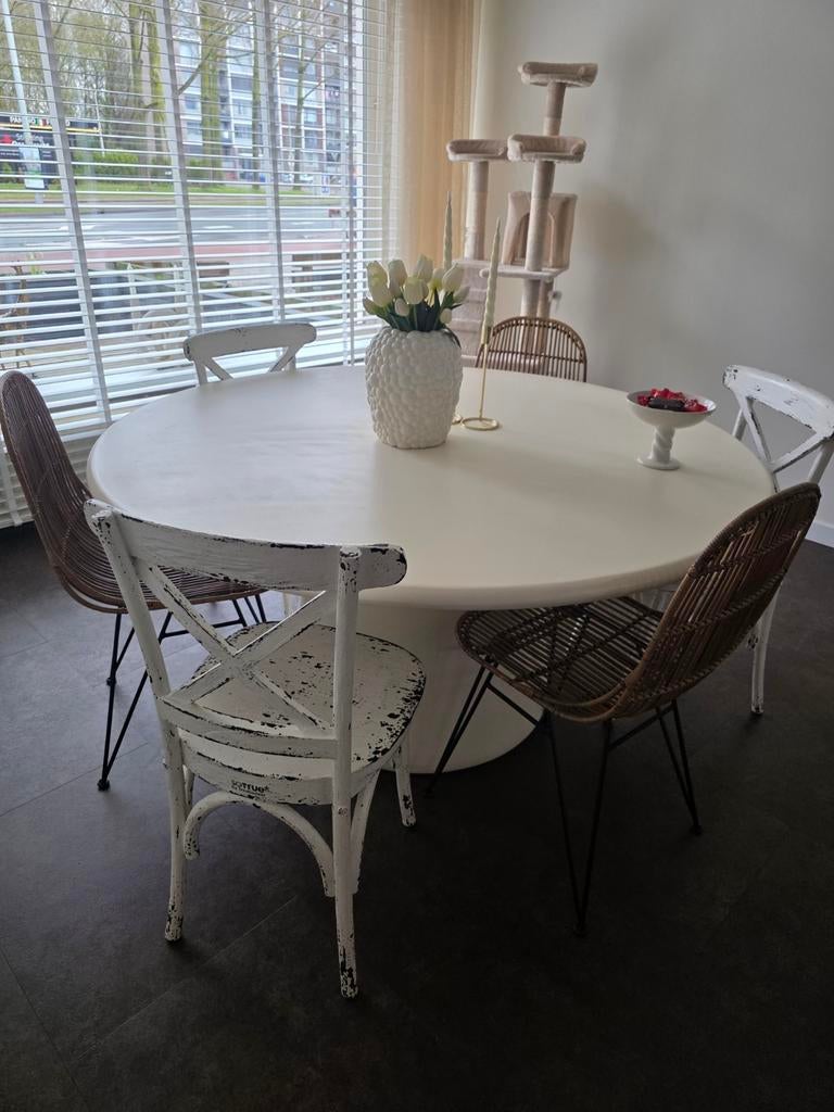 Retro 3x stoelen 3x rieten, 50 tot 100 cm, Zo goed als nieuw, Rechthoekig, 50 tot 100 cm