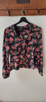 King Louie blouse met bloemenprint en strik XL, Kleding | Dames, Zwart, Maat 46/48 (XL) of groter, Ophalen of Verzenden, King Louie