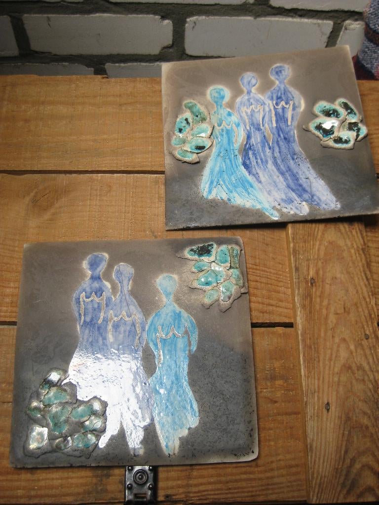 2 handgemaakte schilderij tegels, Ophalen of Verzenden