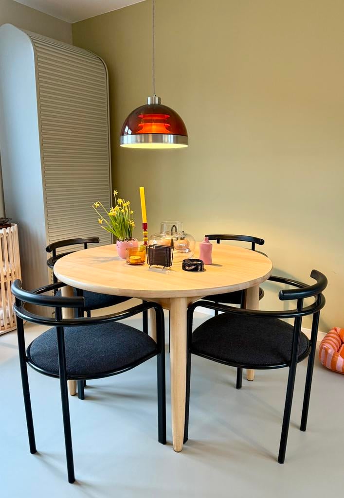 Set 4x eetkamerstoelen ‘Segis’ Carlo Bimbi Martina, jaren 80, Huis en Inrichting, Stoelen, Ophalen, Gebruikt, Stof, Zwart