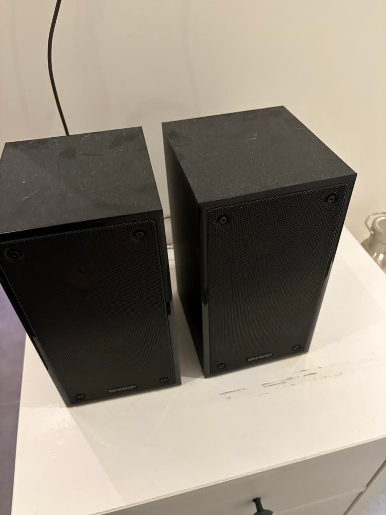 2 Sharp luidsprekers - Compact en helder geluid, Audio, Tv en Foto, Luidsprekers, Gebruikt, Front, Rear of Stereo speakers, Overige merken