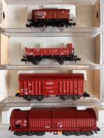 Fleischmann N - 4-delige set Goederenwagens - NOS/Nieuwstaat, Gelijkstroom, Fleischmann, Wagon, Ophalen of Verzenden