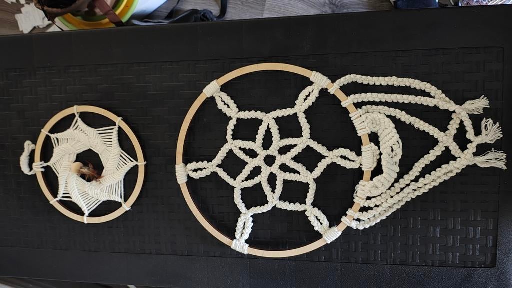 Handgemaakte Macramé Wanddecoratie Set, Boho, Ophalen of Verzenden, Zo goed als nieuw, Wit