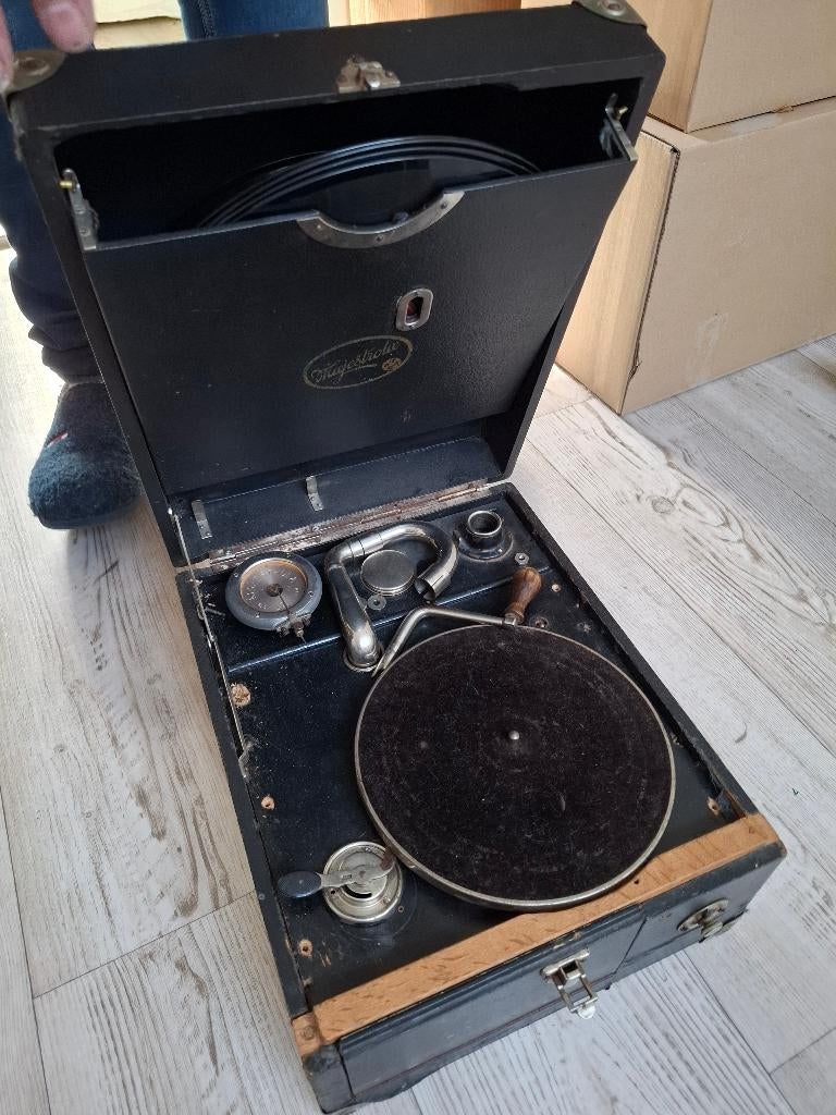 Antieke grammofoonplaten speler, 78 toeren, Ophalen of Verzenden