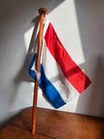 Klassieke houten bootvlag vlaggenstok Nederlandse vlag hout, Diversen, Vlaggen en Wimpels, Ophalen of Verzenden, Zo goed als nieuw