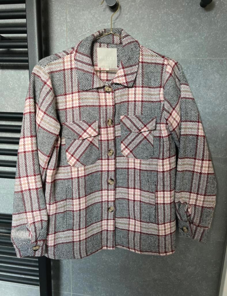 Leuk jasje / blouse met print / ruitjes - maat XS - Pieces, Ophalen of Verzenden, Zo goed als nieuw, Maat 34 (XS) of kleiner, Roze