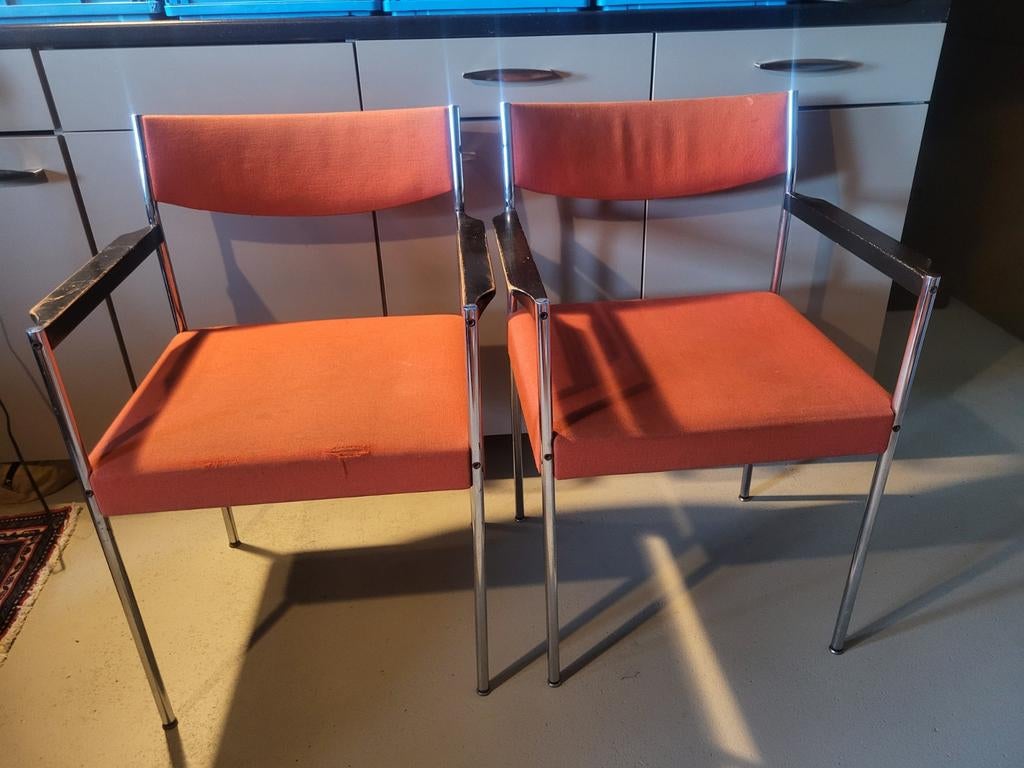 Vintage Gijs van der Sluis stoelen met houten leuning, Ophalen