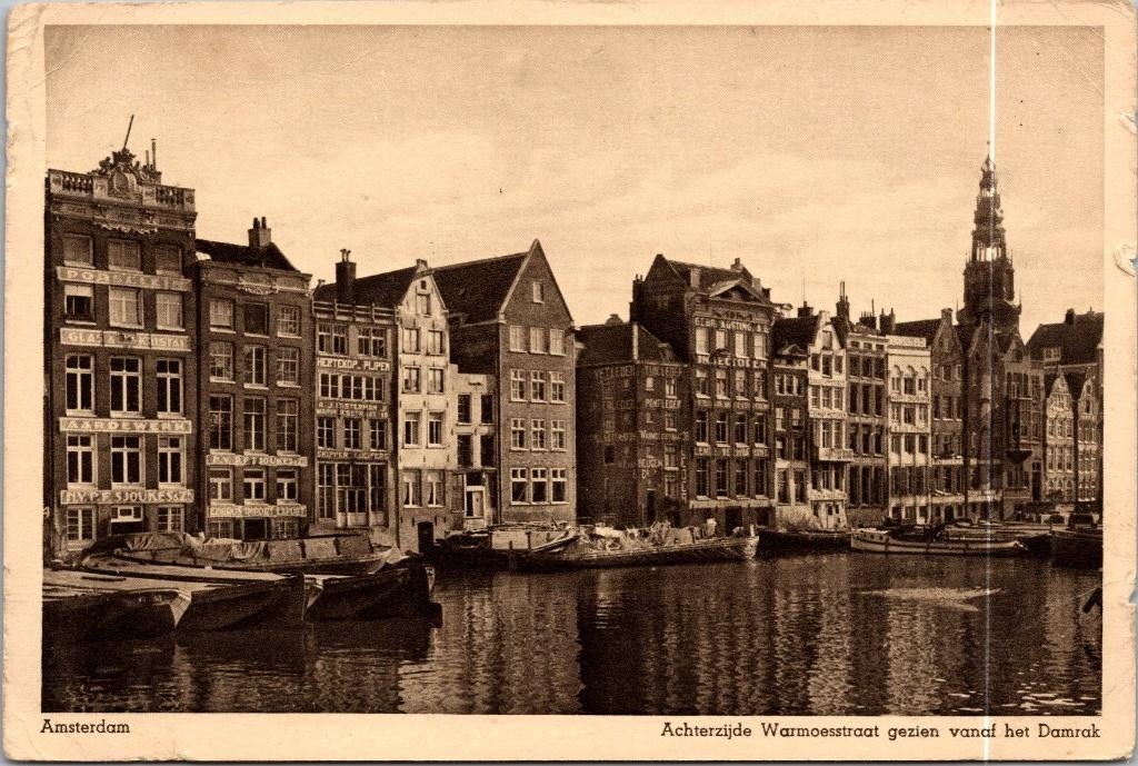 Amsterdam - Achterzijde Warmoesstraat, Verzenden, 1940 tot 1960, Ongelopen, Noord-Holland