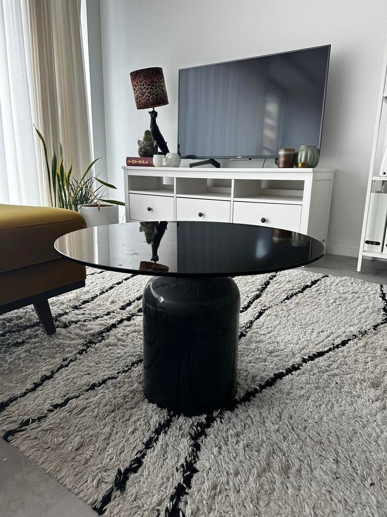 Salontafel met bronsglazen blad, Ophalen, Rond, 50 tot 100 cm, Minder dan 50 cm