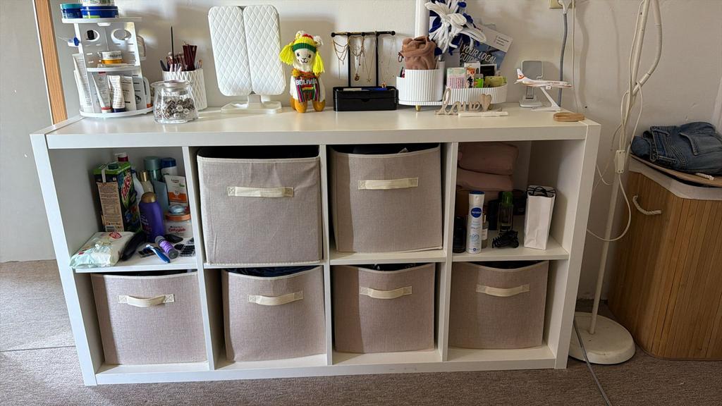 IKEA Kallax Kast 2x4 vakken wit, Gebruikt, 100 tot 150 cm, 25 tot 50 cm, Overige materialen