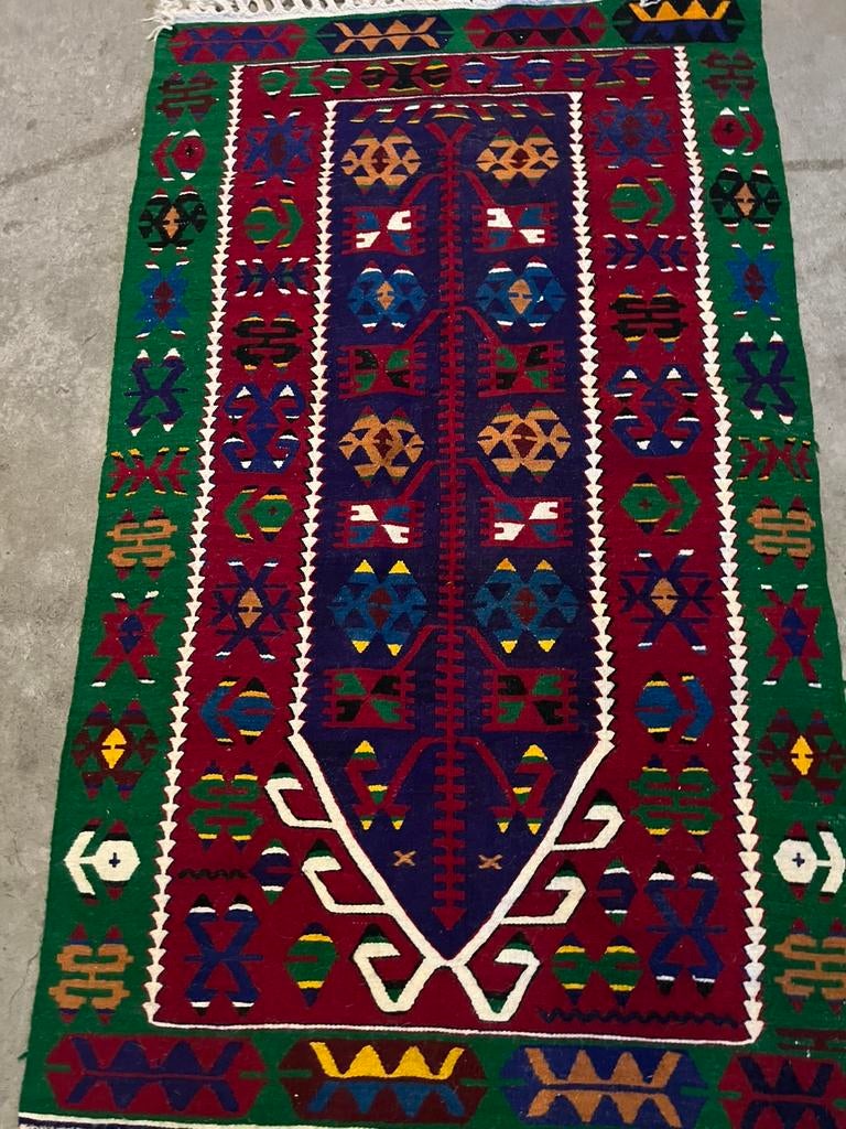 Mooie handgeknoopte Turkse kelim kleed,, Ophalen of Verzenden, Zo goed als nieuw, Rechthoekig, 200 cm of meer