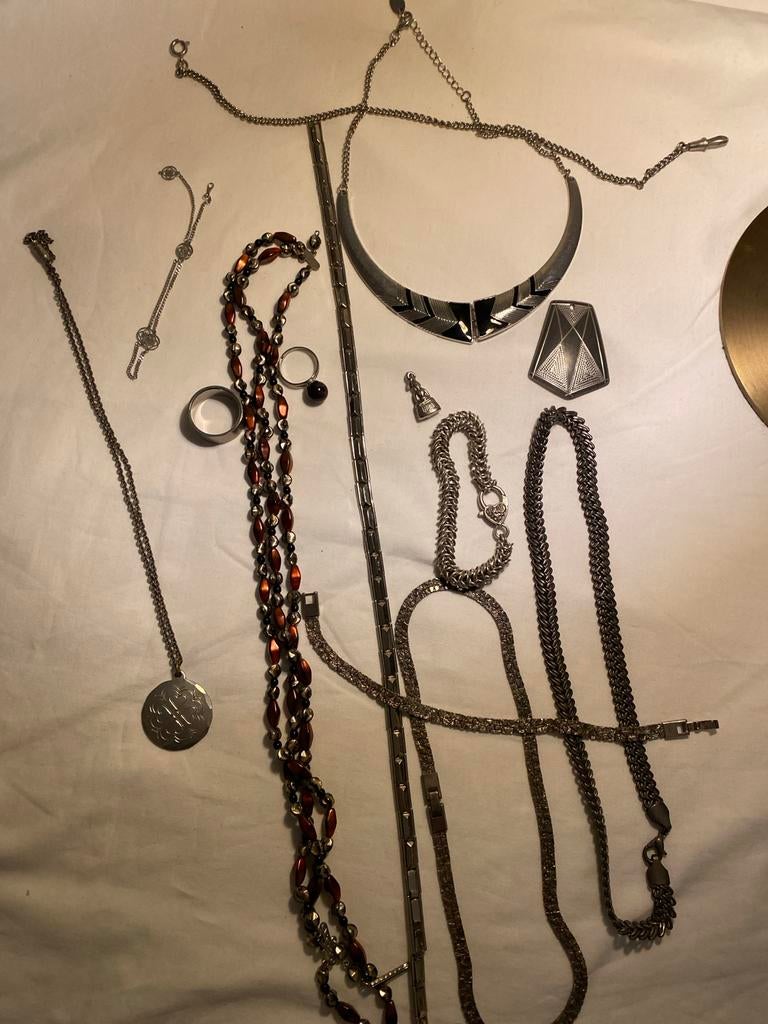 Diverse Vintage Sieraden Collectie - Kettingen, Ringen, Armb, Ophalen of Verzenden, Zilver, Ketting, Met edelsteen
