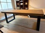 Eettafel 200x100 staal en steigerhout, Huis en Inrichting, Tafels | Eettafels, 200 cm of meer, 50 tot 100 cm, Zo goed als nieuw