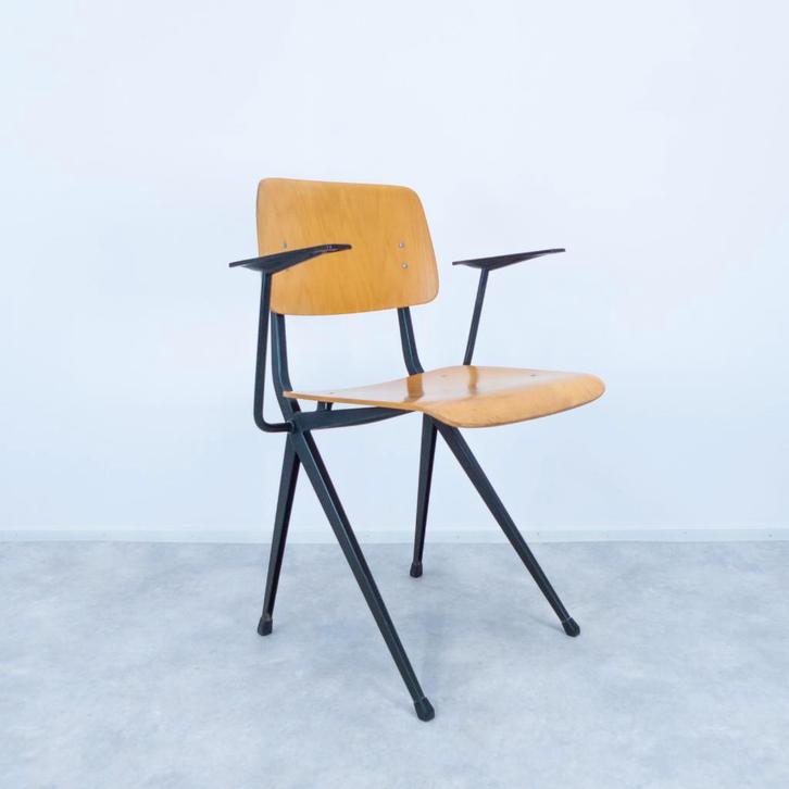 vintage stoel Marko industrieel hout 60s 70s, Huis en Inrichting, Stoelen, Gebruikt, Eén, Hout, Metaal, Overige kleuren, Ophalen of Verzenden