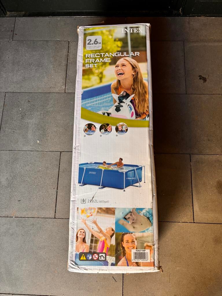 Intex Rectangular Frame Zwembad 2.60m x 1.60m x 0.65m, Tuin en Terras, Zwembaden, Gebruikt, Opzetzwembad, Minder dan 80 cm, 200 tot 400 cm