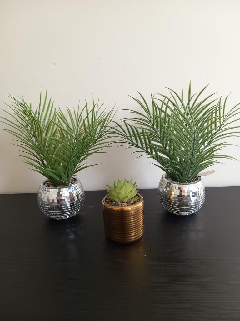 kunst palm in disco pot set, Huis en Inrichting, Ophalen, Nieuw