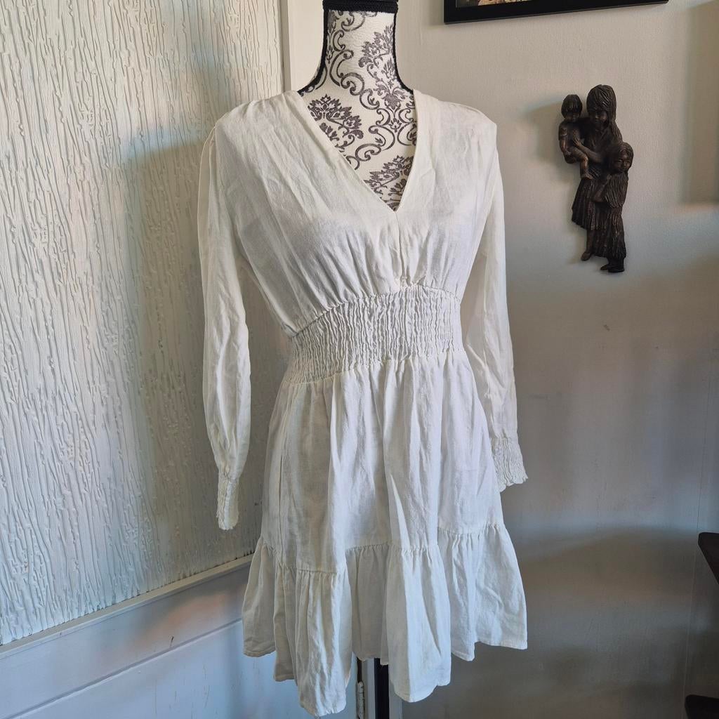 Nieuwe Zara Witte Linnen Mix Mini Jurk - Maat M -, Kleding | Dames, Maat 38/40 (M), Nieuw, Ophalen of Verzenden, Boven de knie