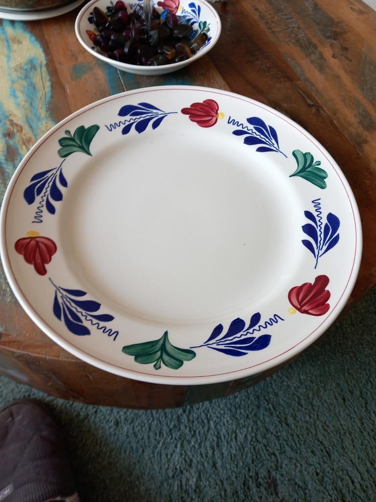 Boerenbont groot bord 30 cm, Ophalen, Aardewerk, Boerenbont, Bord(en)