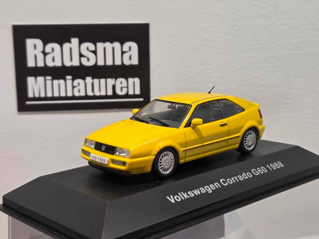 Volkswagen Corrado G60 - Geel - 1:43 Ixo/Altaya, Overige merken, Auto, Ophalen of Verzenden, Zo goed als nieuw