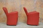 ZGANieuw 2 rode leren Leolux Amphora design fauteuils, Huis en Inrichting, Fauteuils, Leolux, Leolux, Ophalen of Verzenden, Zo goed als nieuw