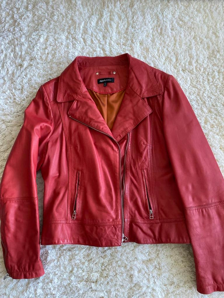 Rood leren jasje van ARMA - Maat 40/42, Ophalen of Verzenden, Zo goed als nieuw, Maat 38/40 (M), Rood