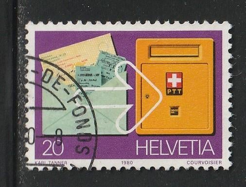 Zwitserland 1980 - Brievenbus, Telefoon, Drukkerij , Bus, Ophalen of Verzenden, Gestempeld