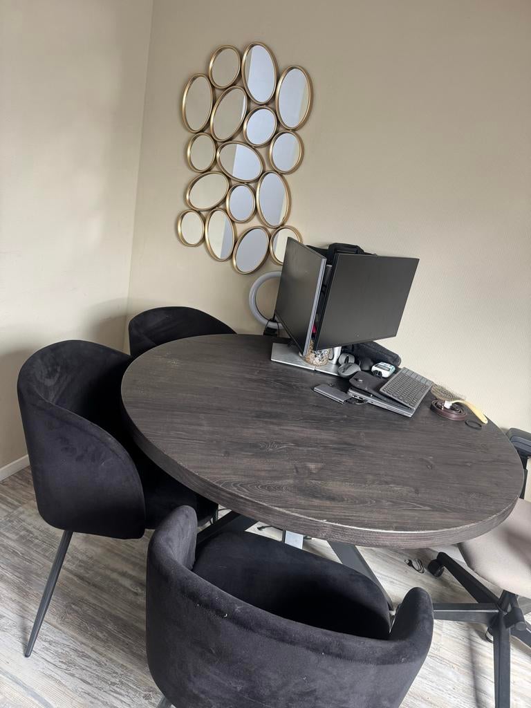 Eettafel 1.20 met 2 eetkamerstoelen, Huis en Inrichting, Ophalen, Gebruikt, 100 tot 150 cm, Rond