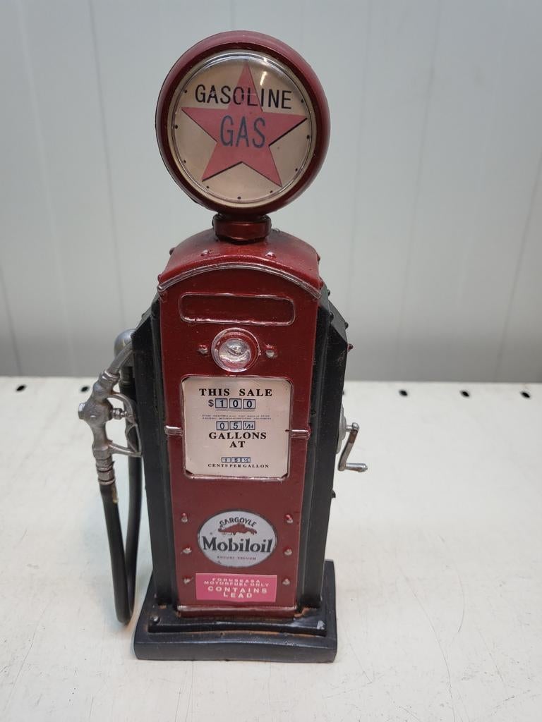 Vintage Benzinepomp Decoratie - Rood & Zwart, Antiek en Kunst, Ophalen of Verzenden