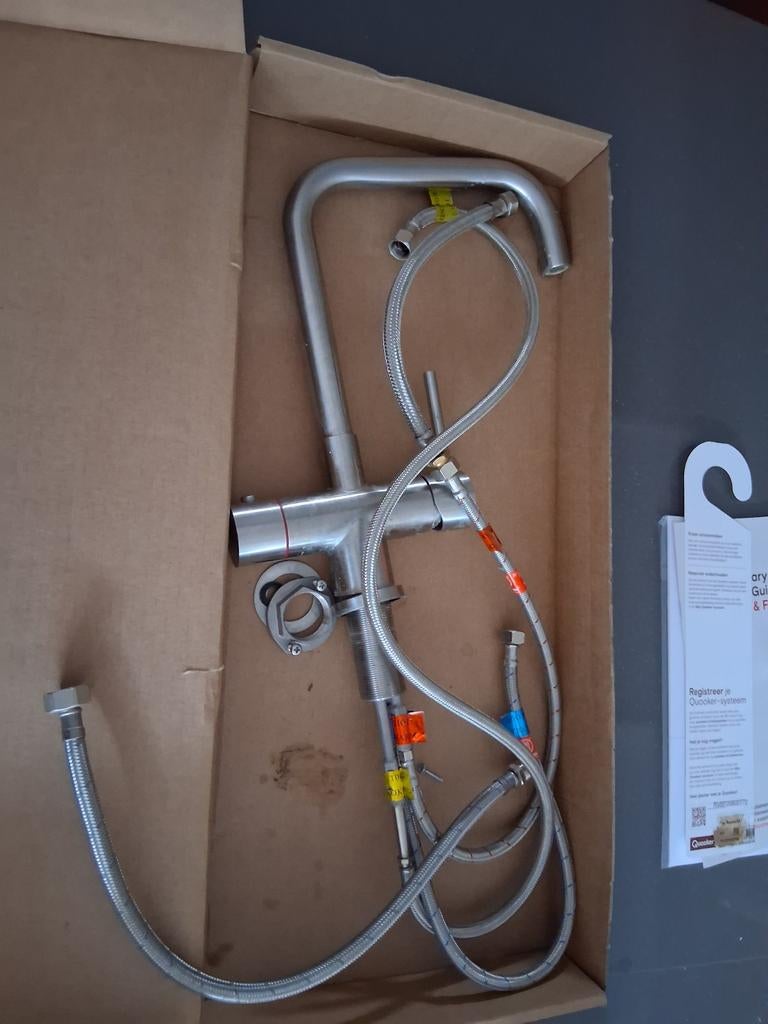 Rvs kraan met kokend water kraan - cooker, Doe-het-zelf en Verbouw, Geisers en Boilers, Minder dan 20 liter, Ophalen, Aardgas