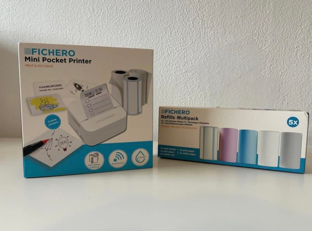 Fichero mini pocket printer met vijf extra navullingen, Computers en Software, Pocketprinters, Nieuw, Ophalen of Verzenden