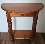 Grenen houten halfrond bijzettafeltje met lade, Ophalen, Gebruikt, 55 tot 75 cm, Klassiek, Rustiek