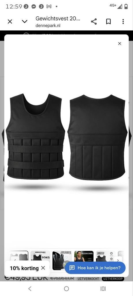 Gewichtsvest 10kg, Sport en Fitness, Fitnessmaterialen, Ophalen of Verzenden, Overige typen