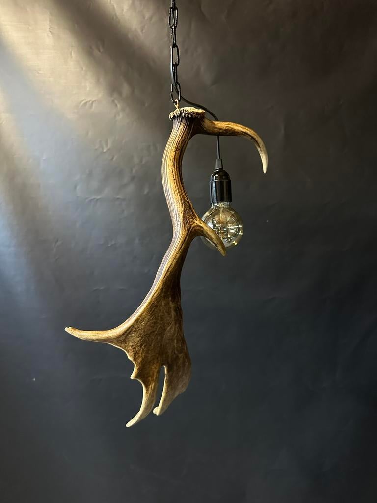 Geweienlamp.lamp.hanglamp.geweien.edelhert.damhert.brocante, Ophalen of Verzenden, Zo goed als nieuw, Minder dan 50 cm