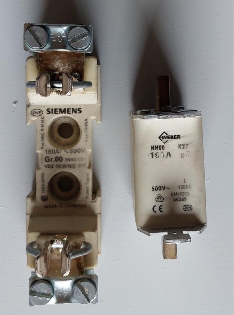 Siemens 160A meszekering  incl Zekeringhouder, Ophalen of Verzenden, Gebruikt