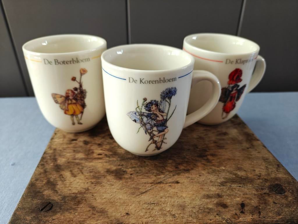 Flower Fairies 3 mokken, Ophalen of Verzenden, Zo goed als nieuw, Overige stijlen, Kop(pen) en/of Schotel(s)