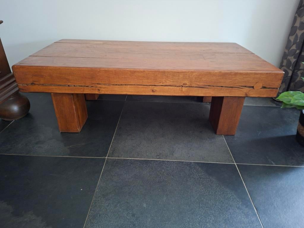 Bielzen salontafel van massief eikenhout, Huis en Inrichting, Tafels | Salontafels, Ophalen