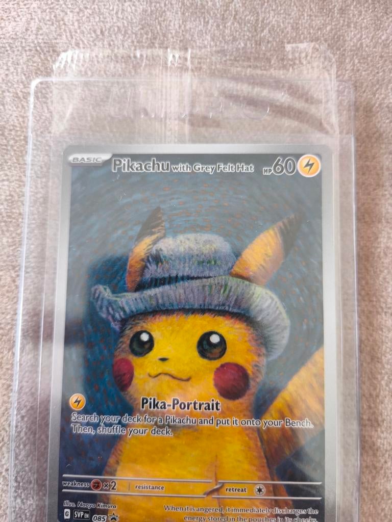 Pikachu van Gogh - with Grey Felt Hat | PSA 10!?, Ophalen of Verzenden, Nieuw, Losse kaart