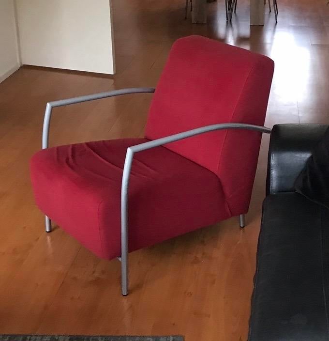 Twee rode stoffen stoelen 75 hoog, 72 diep 54 breed, Ophalen, Gebruikt, Minder dan 75 cm, Stof