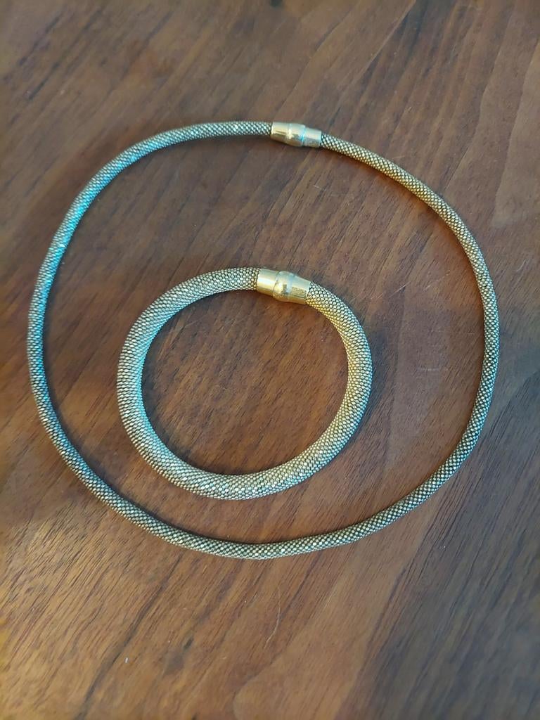 Gold Plated ketting met bijpassende armband, Ophalen of Verzenden, Zo goed als nieuw, Goud, Zilver