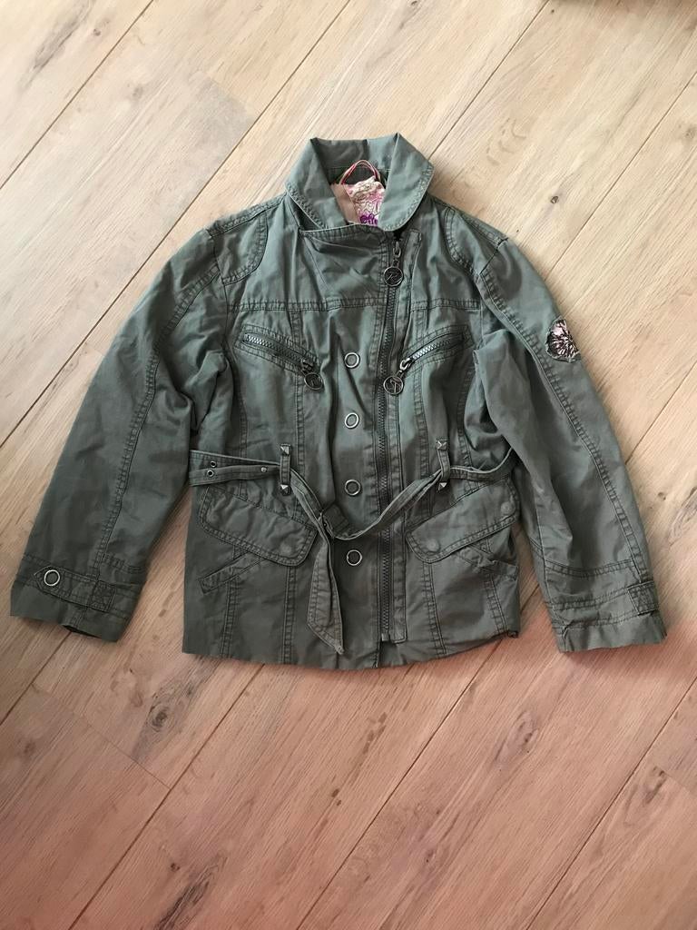 Stoere groene tussen jas van Reset. Maat 128, Kinderen en Baby's, Kinderkleding | Maat 128, Ophalen of Verzenden, Meisje, Jas