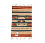 Vintage oosters wol Kelim tapijt stripes reversible 51x82cm, Crème, 50 tot 100 cm, Zo goed als nieuw, Etnisch, Bohemien, Gestreept