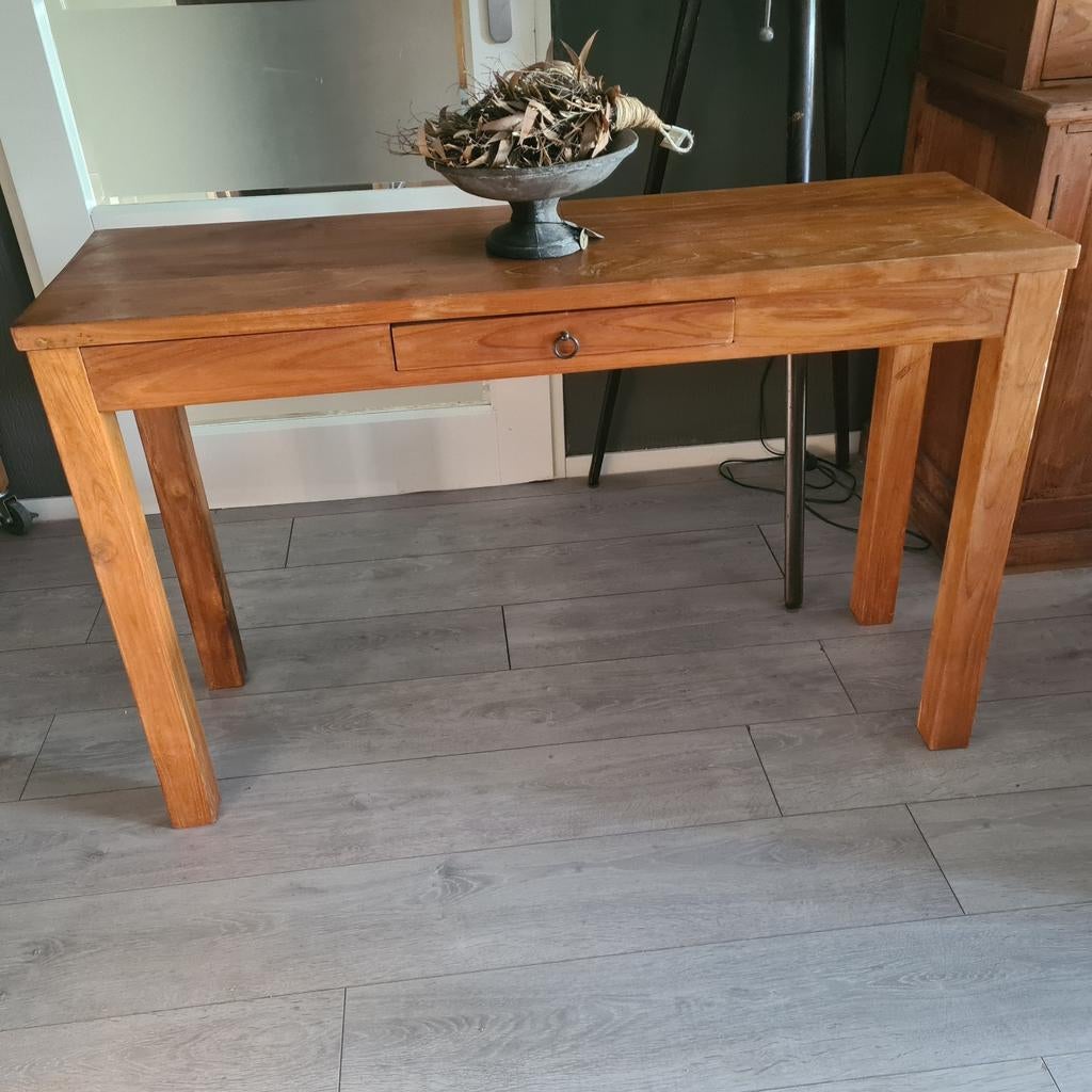 Sidetable teakhout 120 x 38 x 77, Ophalen, 100 tot 150 cm, Teakhout, Landelijk