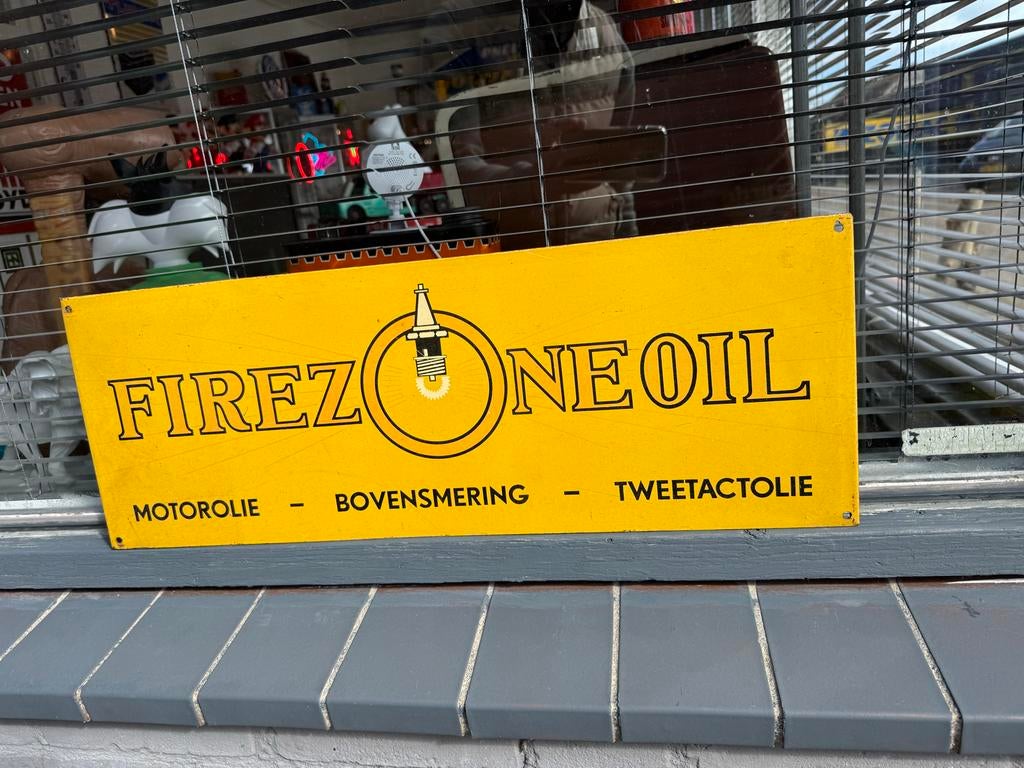 Vintage Firezone Oil Reclamebord - Motorolie, Ophalen