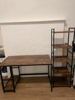 VASAGLE Bureau + Bijpassende Kast, Industrieel Design, Opbergruimte, Hout, Bruin, Ophalen of Verzenden