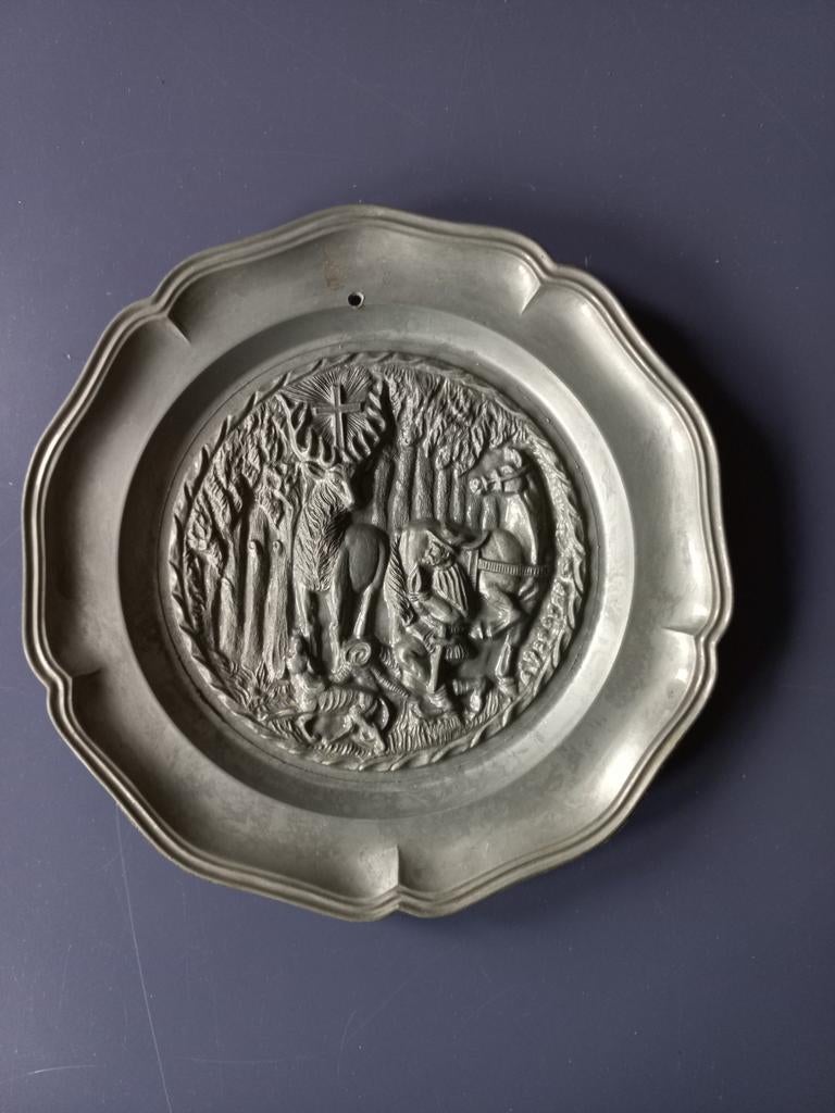 Tinnen bord., Antiek en Kunst, Antiek | Tin, Ophalen of Verzenden